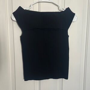 Express x Olivia Culpo Black Fitted Off-the-shoulder Tank Top